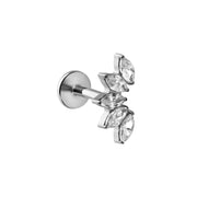 Deco Marquise Fan Flat Back Stud - Clear