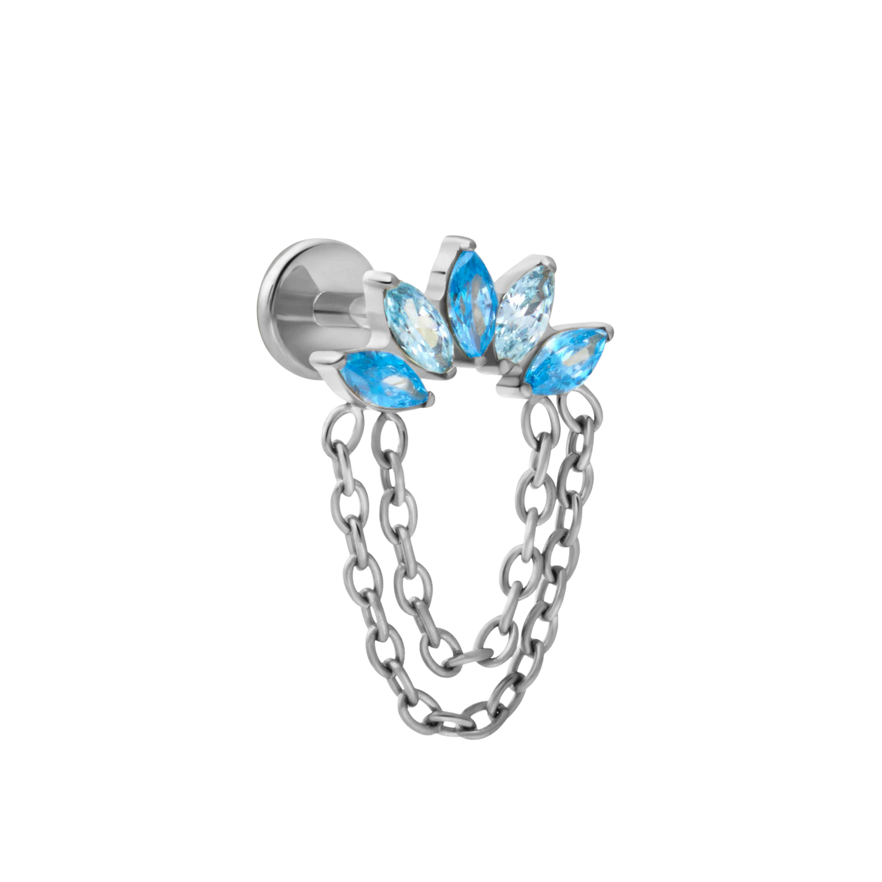 Diadem Flat Back Stud- Sky Blue