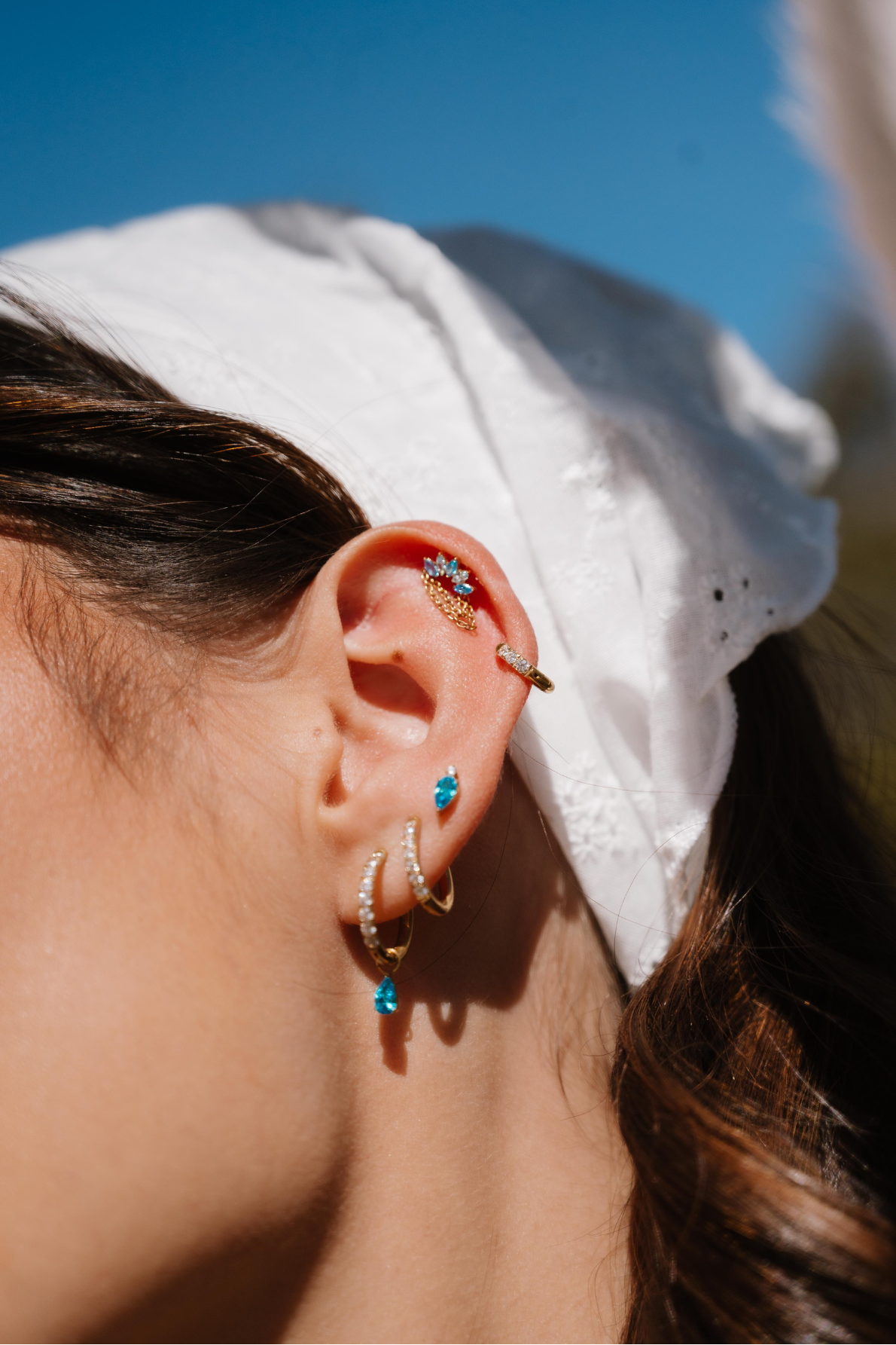 Diadem Flat Back Stud- Sky Blue