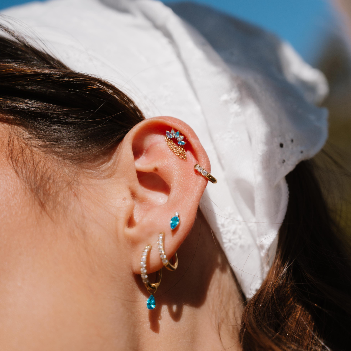 Diadem Flat Back Stud- Sky Blue