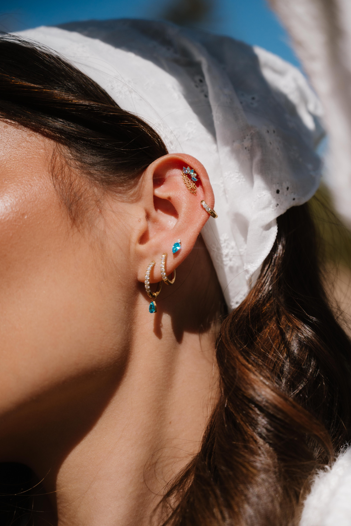 Diadem Flat Back Stud- Sky Blue