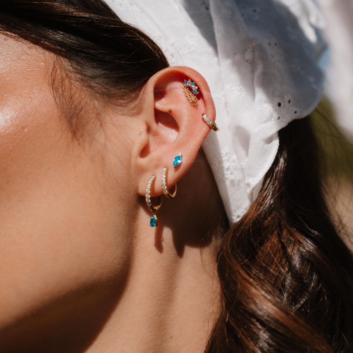 Diadem Flat Back Stud- Sky Blue