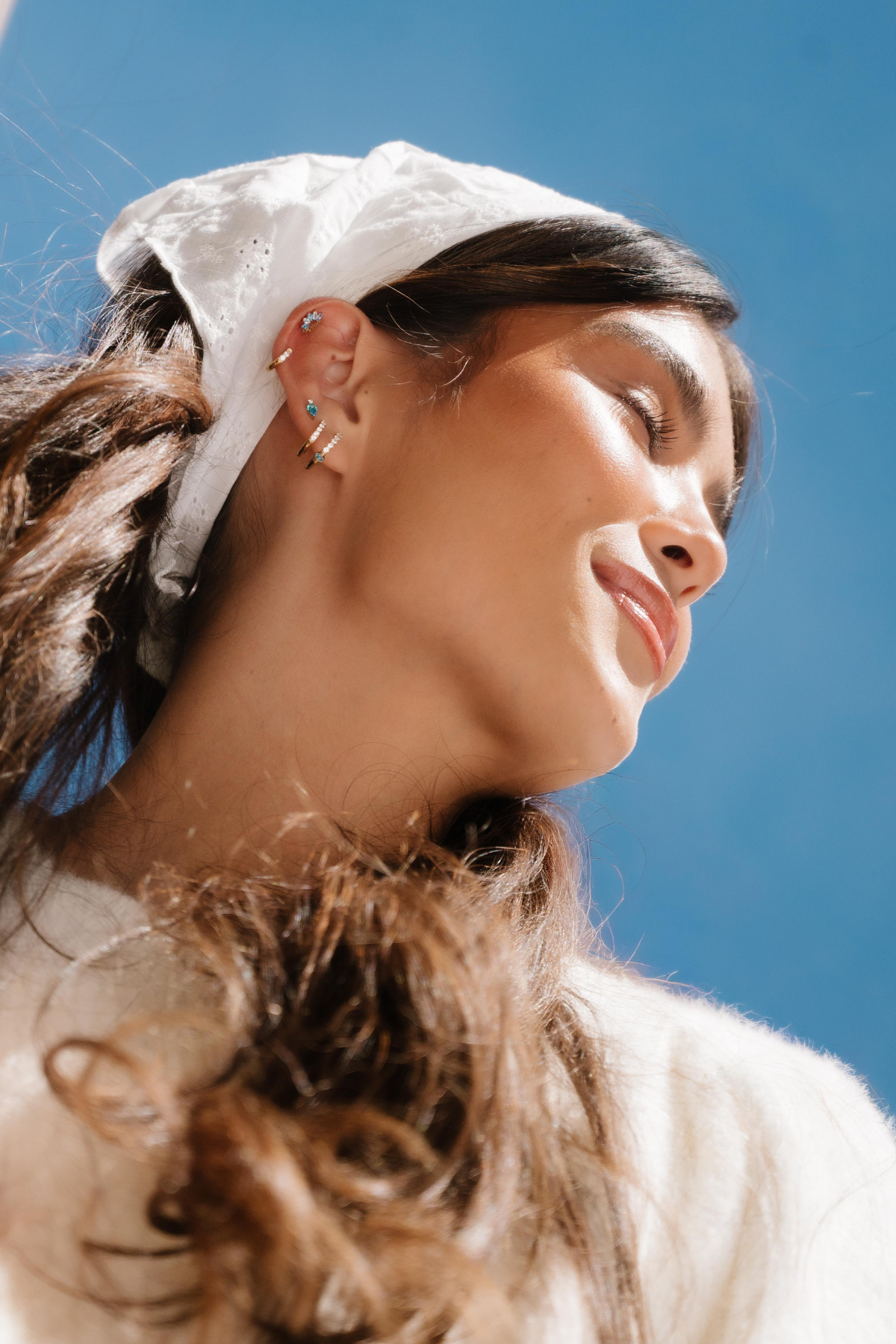 Diadem Flat Back Stud- Sky Blue