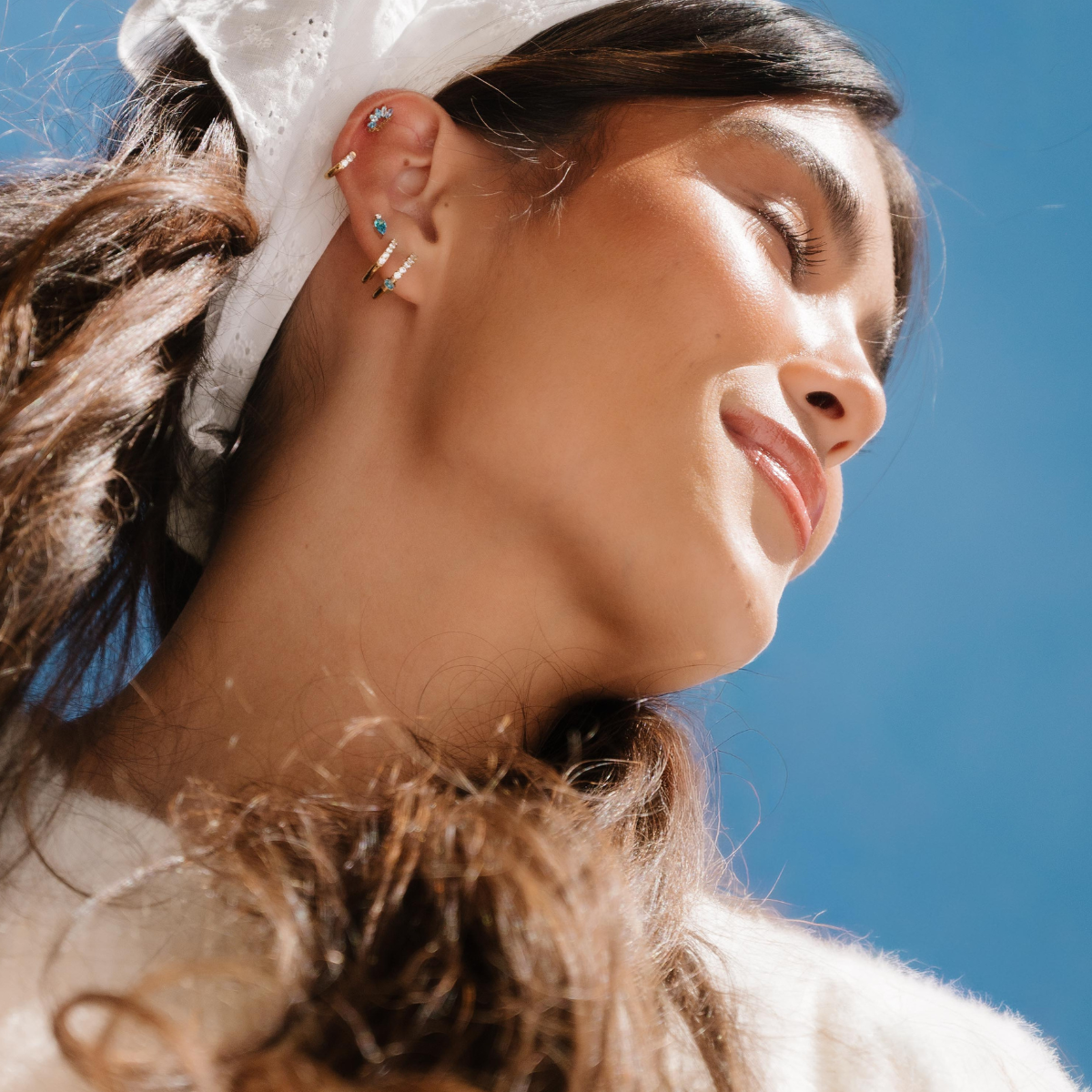 Diadem Flat Back Stud- Sky Blue