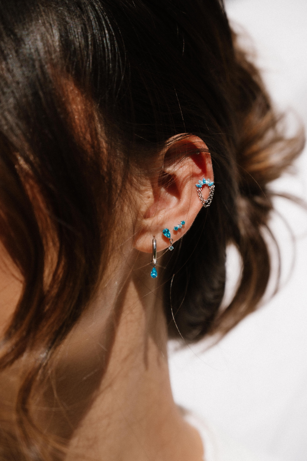 Diadem Flat Back Stud- Sky Blue