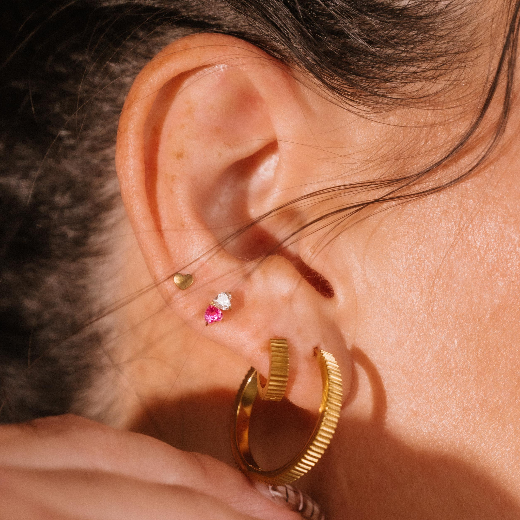 Duo Heart Flat Back Stud