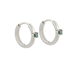 Titanium Solitaire Hoops - Emerald Green