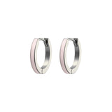 Pink Titanium Stripe Enamel Hoops
