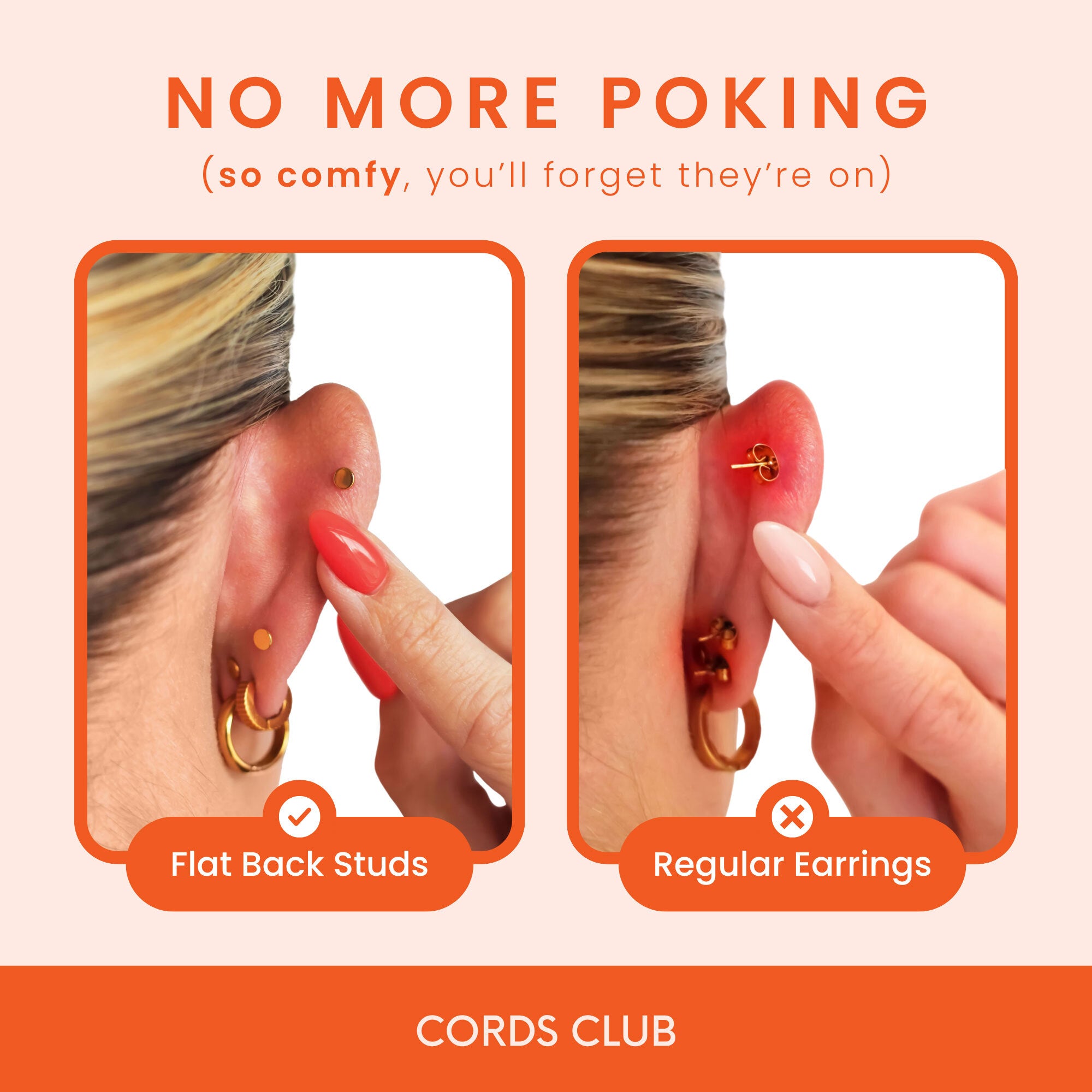 18 Gauge Flat Back Earring Post (Choose a Length)