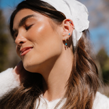 Faceted Sky Titanium Hoop Charm