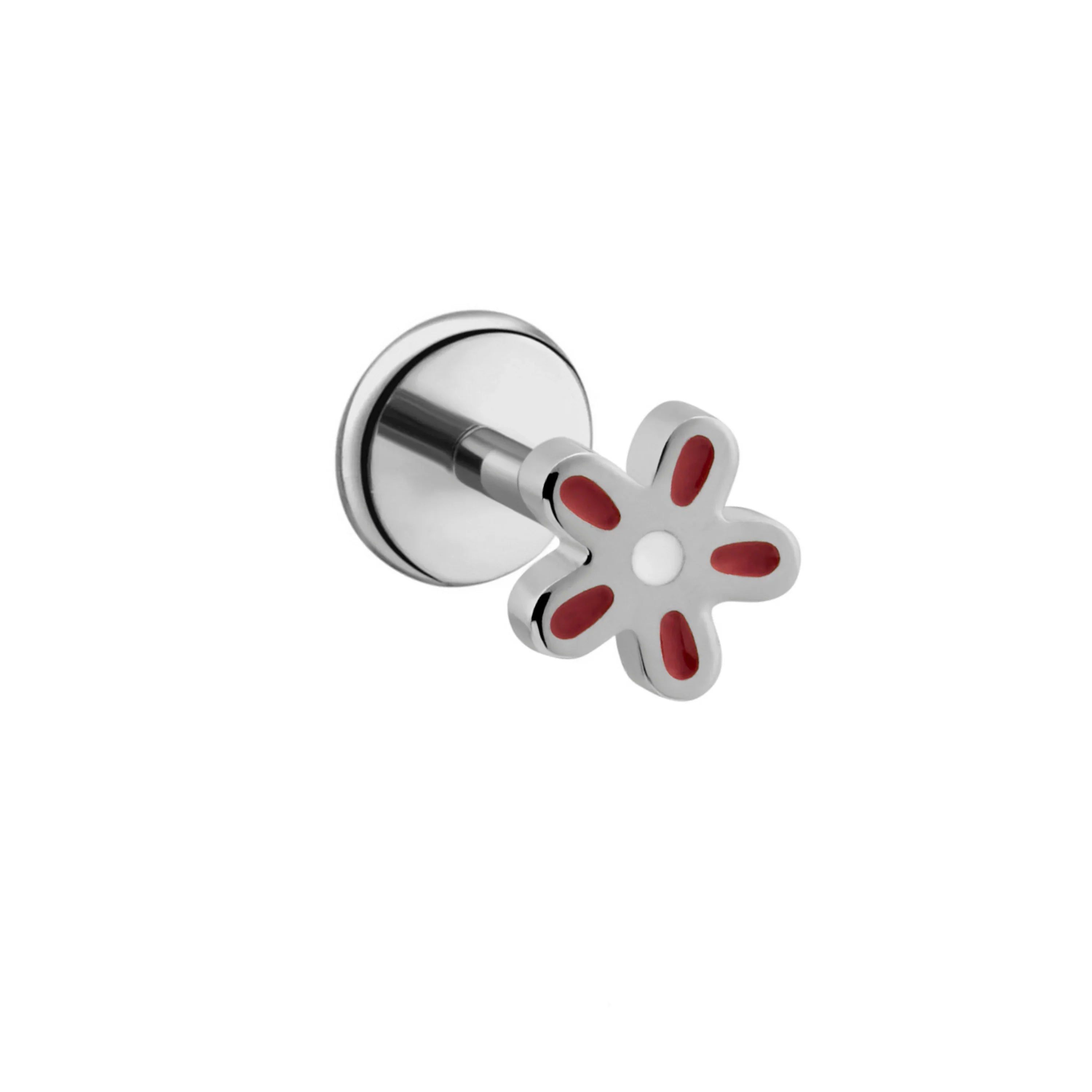Wildflower Enamel Flat Back Stud - Burgundy