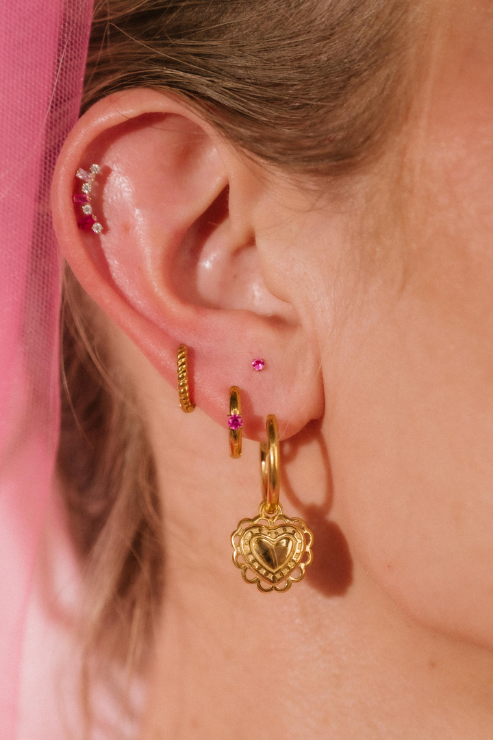 Titanium Solitaire Hoops - Rose