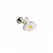 Flamingo Enamel Flat Back Stud