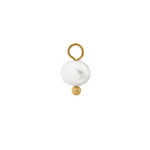 White and gold freshwater pearl charm on a white background