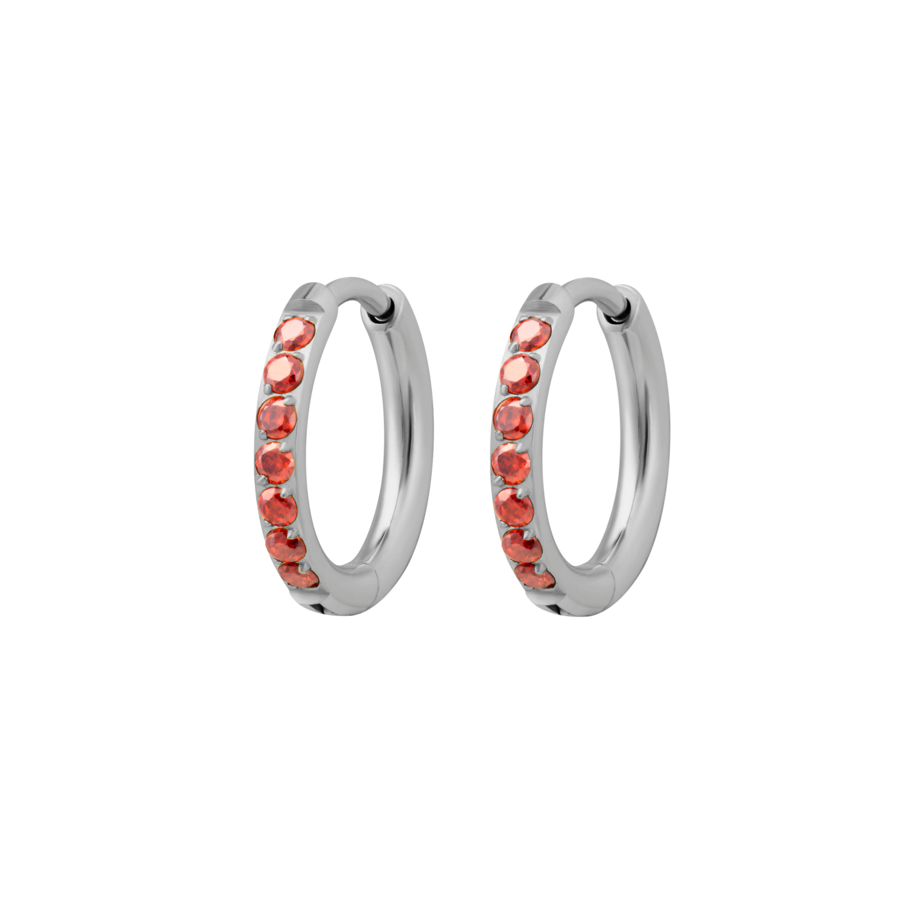 Titanium Celestial Hoops - Garnet