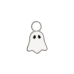 Ghost-shaped charm on a white background