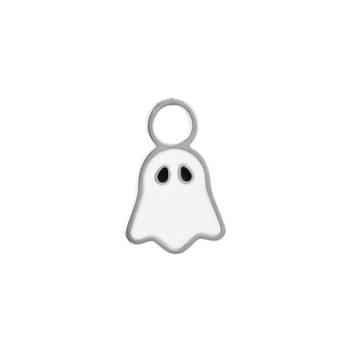 Ghost-shaped charm on a white background