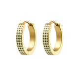 Micro Check Titanium Hoops - Green