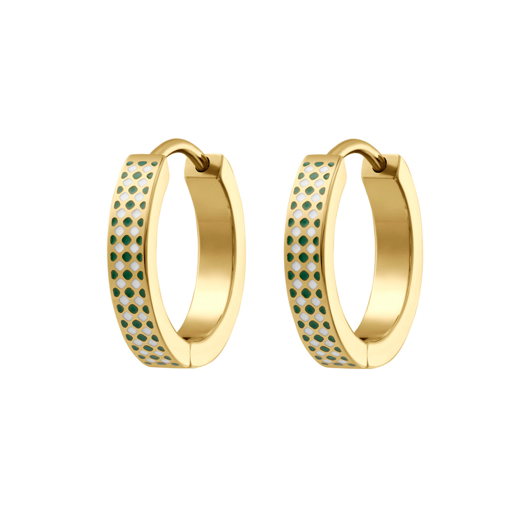 Micro Check Titanium Hoops - Green
