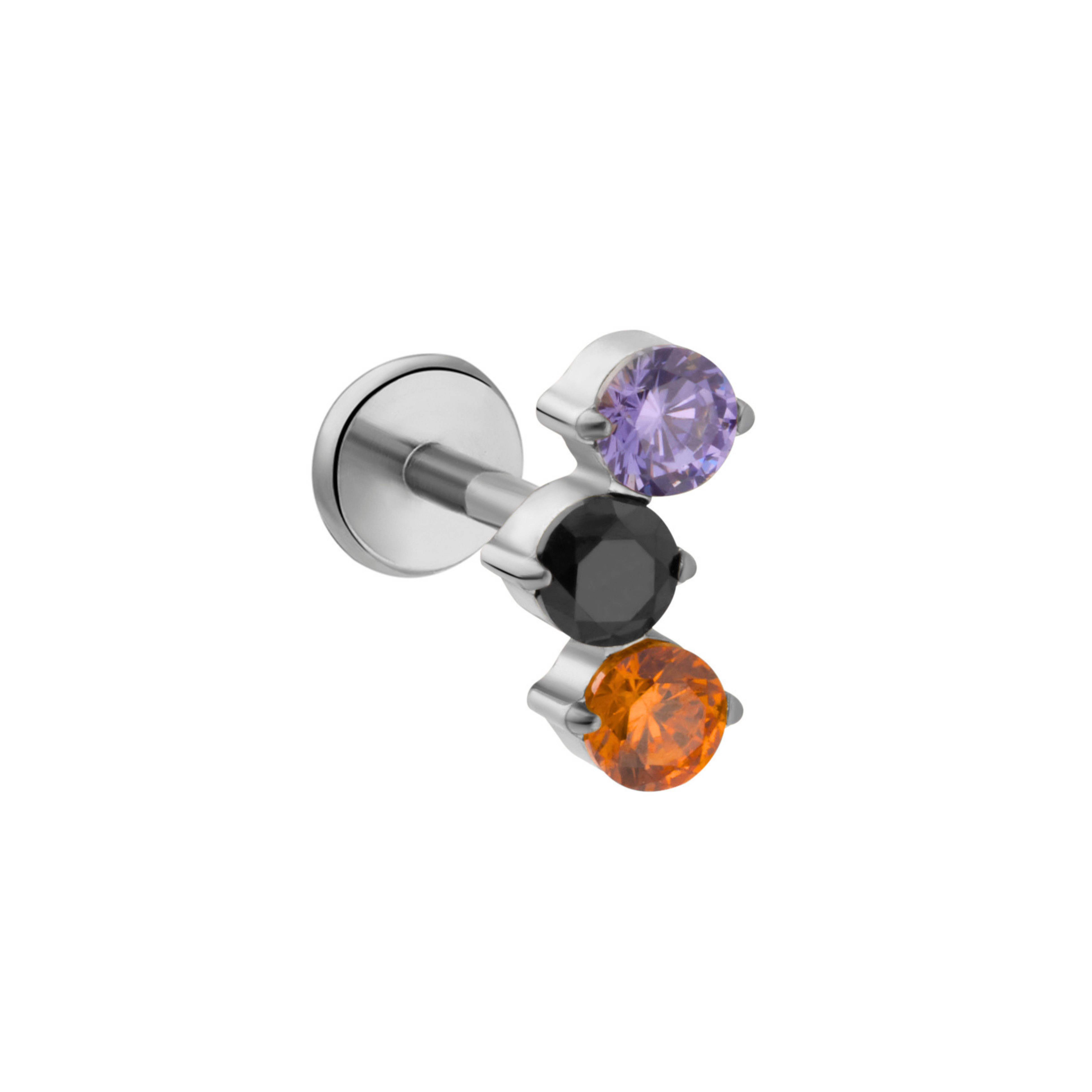 Crescent Trio Flat Back Stud