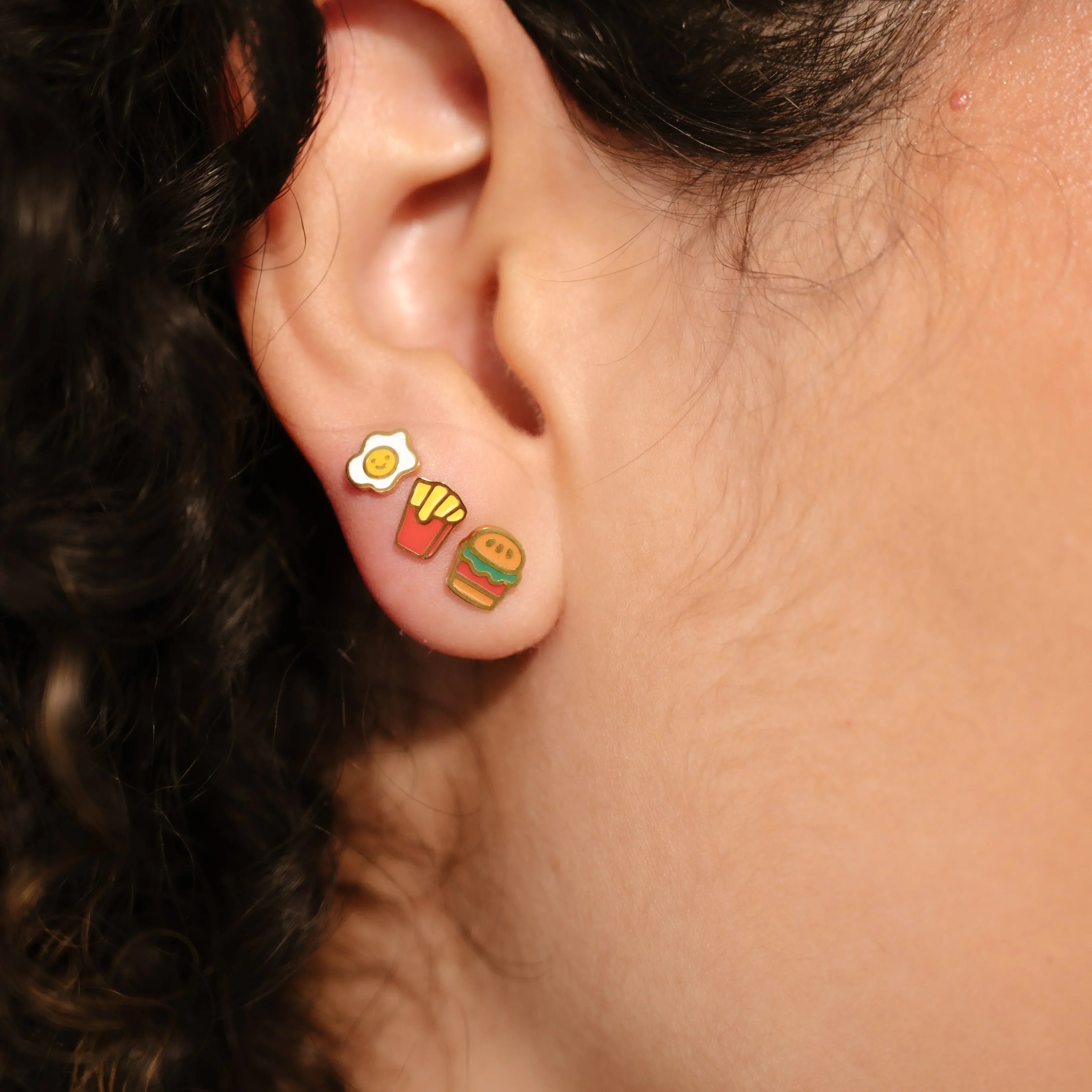 Hamburger Enamel Flat Back Stud