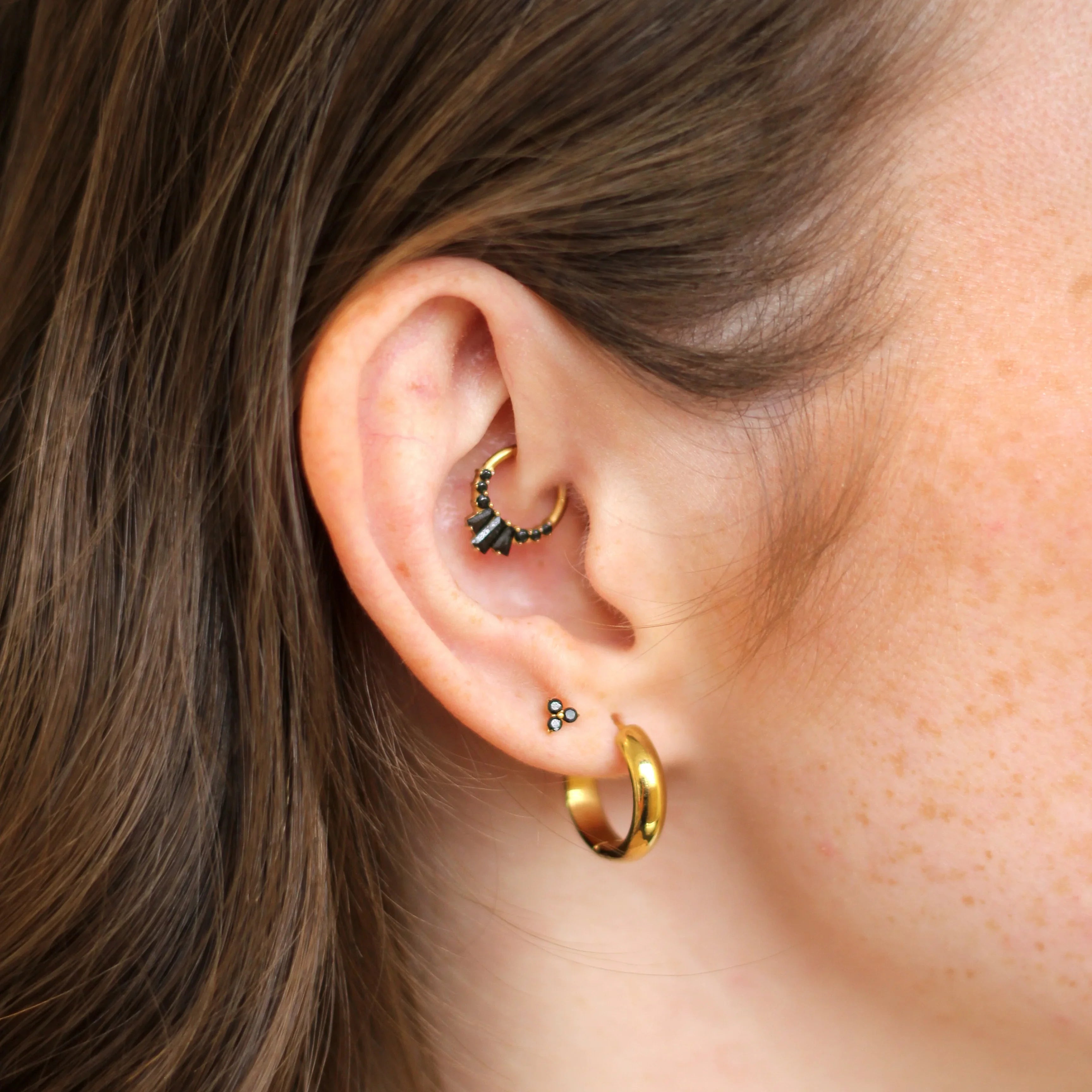 Deco Onyx Daith Hoop
