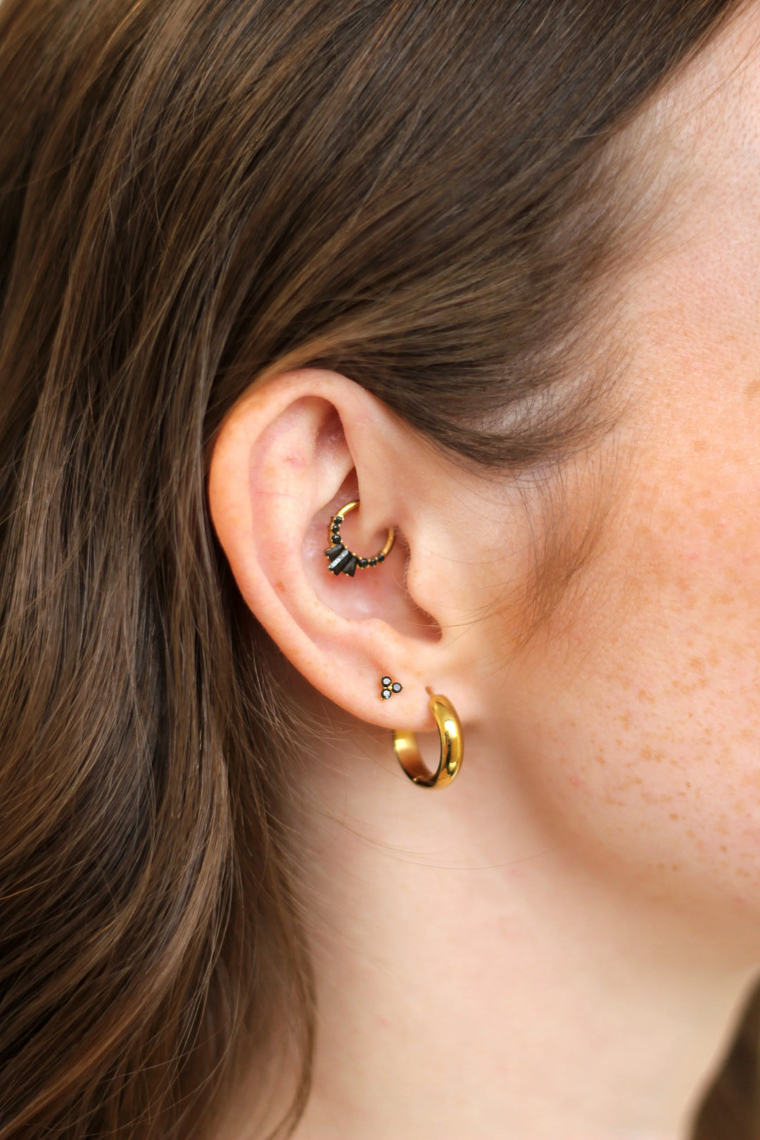 Deco Onyx Daith Hoop