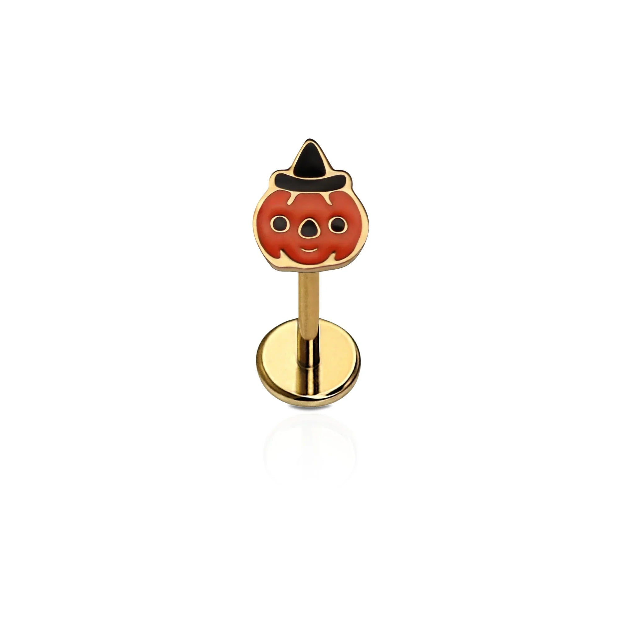 Jack O'Lantern Enamel Flat Back Stud