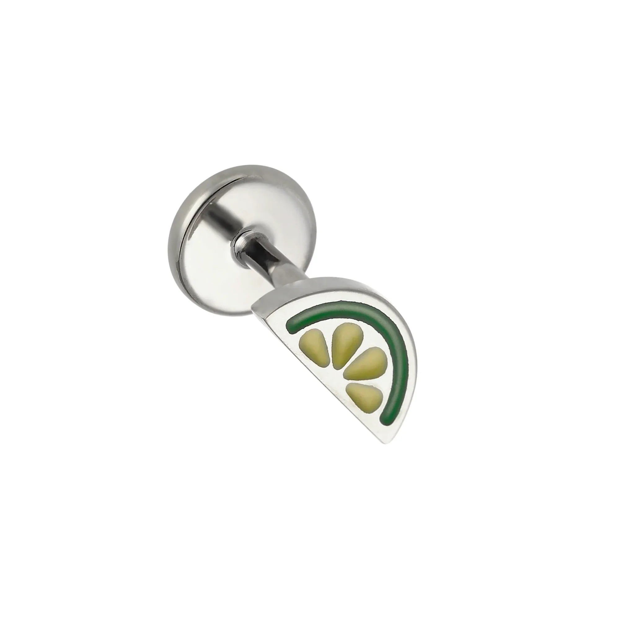 Lime Slice Enamel Flat Back Stud