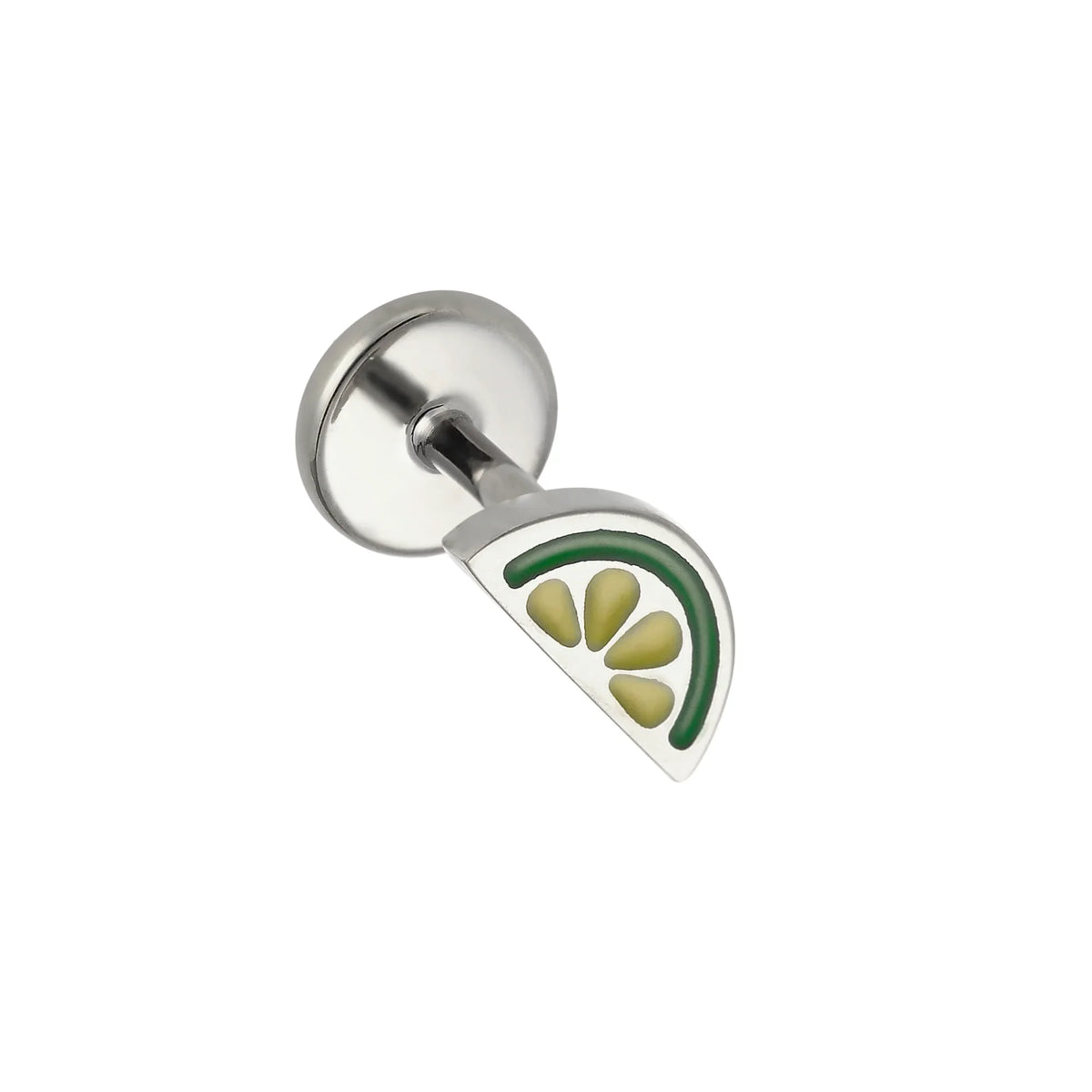 Lime Slice Enamel Flat Back Stud