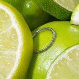 Close-up of sliced limes with a silver cartilage hoop on top