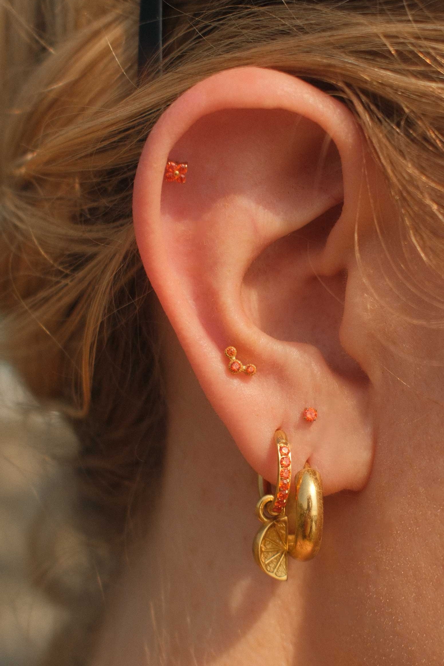 Fortune Flat Back Stud - Mai Tai