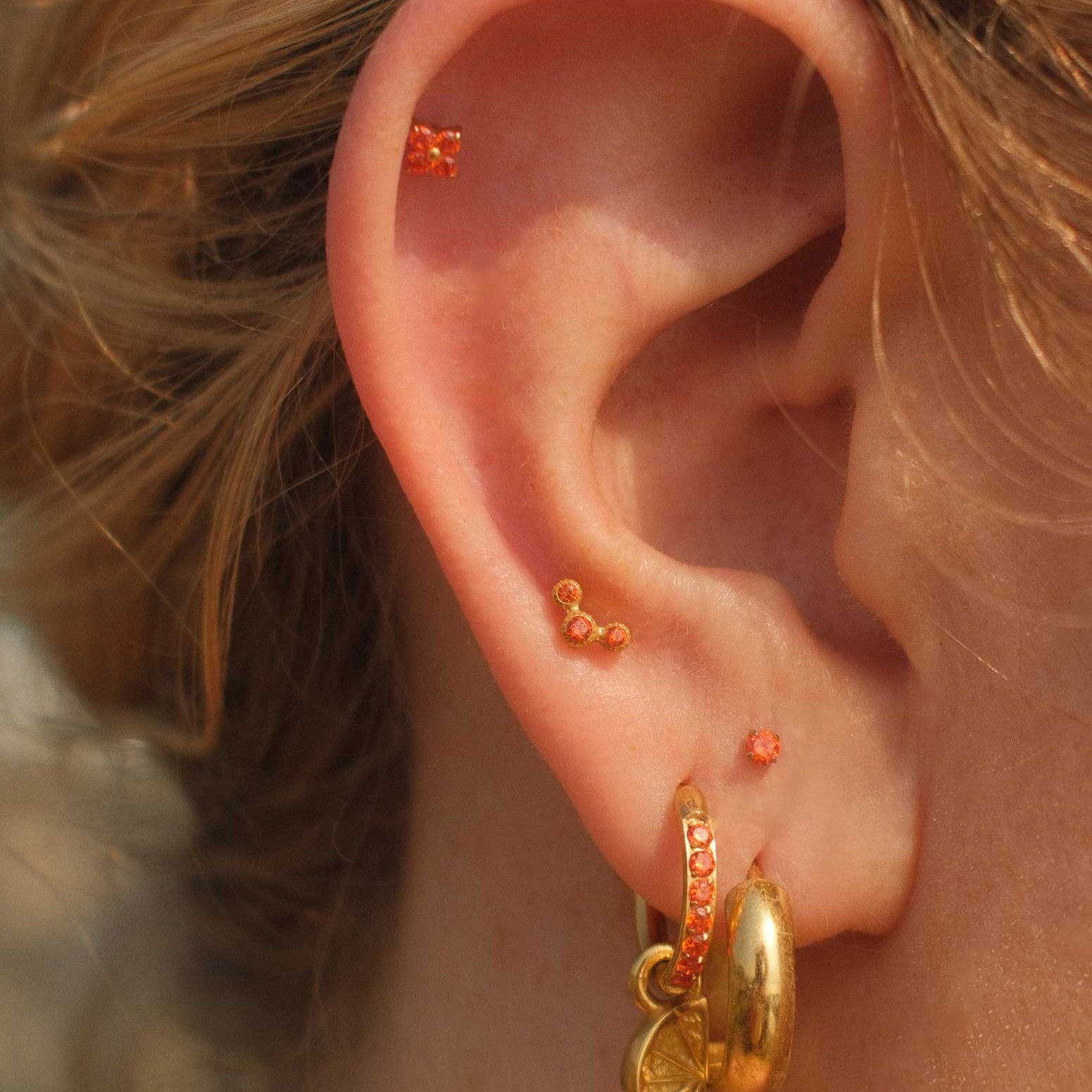 Fortune Flat Back Stud - Mai Tai