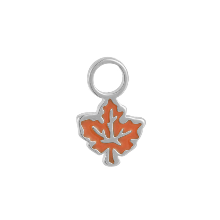 Maple Leaf Enamel Hoop Charm - Orange