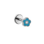Micro Enamel Daisy Flat Back Stud - Blue