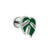 Mini Monstera Enamel Flat Back Stud