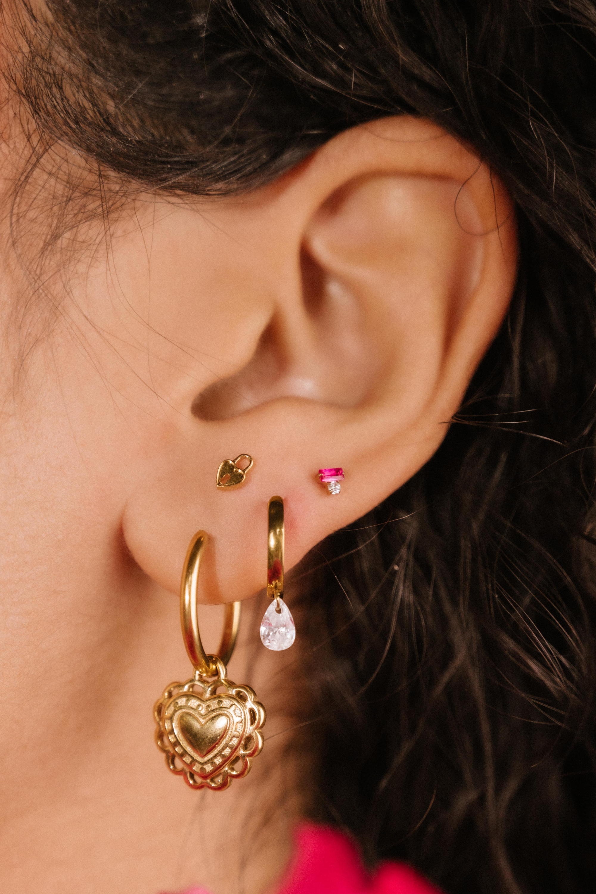 Heart Lock Flat Back Stud