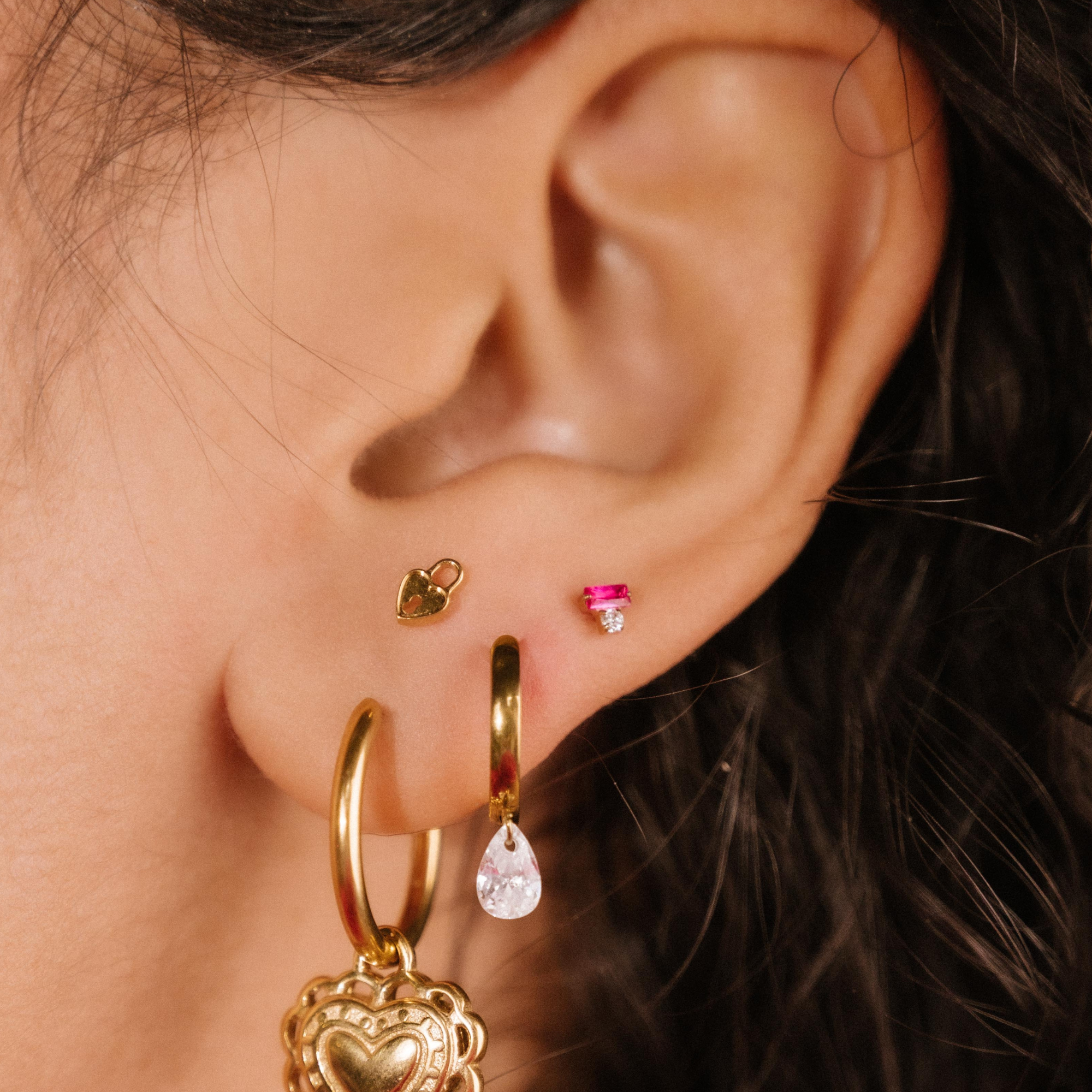 Heart Lock Flat Back Stud