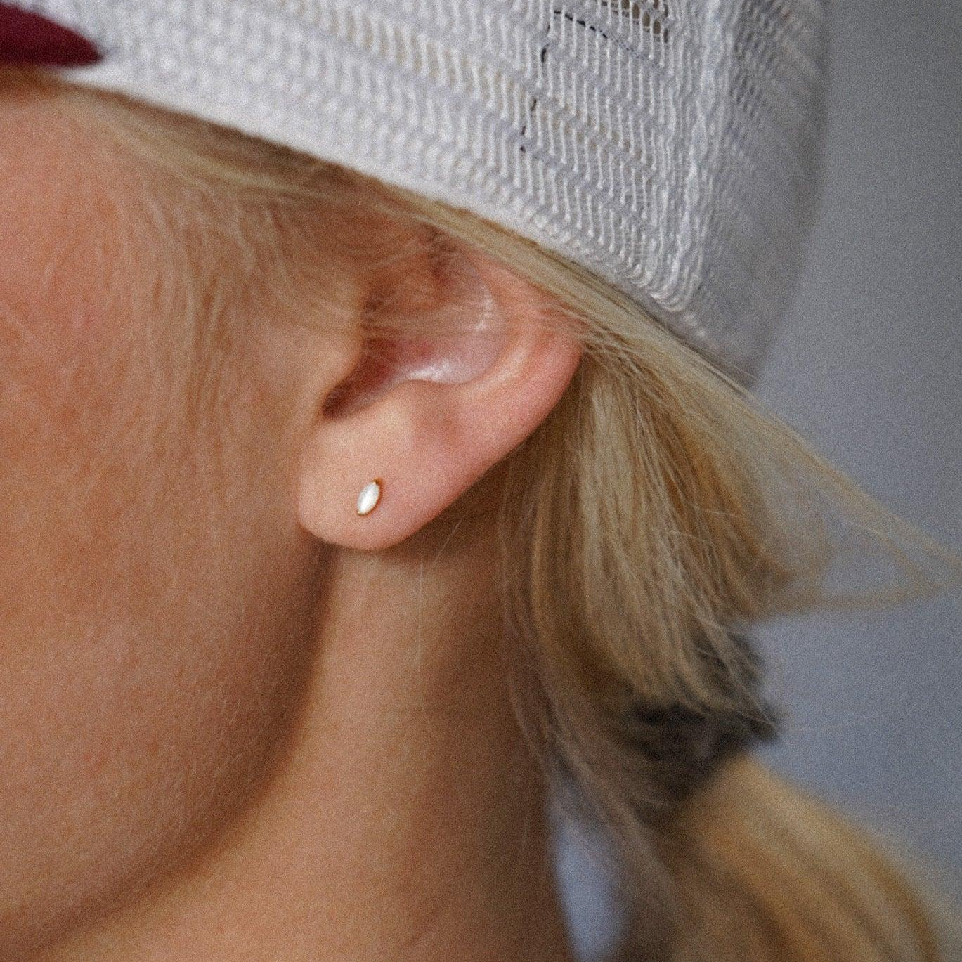 Moonstone Marquise Flat Back Stud