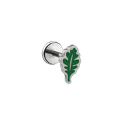 Oak Leaf Enamel Flat Back Stud