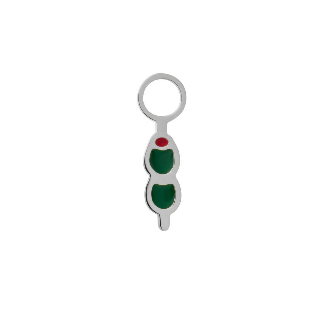 Olive Pick Enamel Hoop Charm