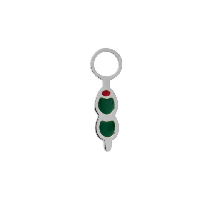 Olive Pick Enamel Hoop Charm