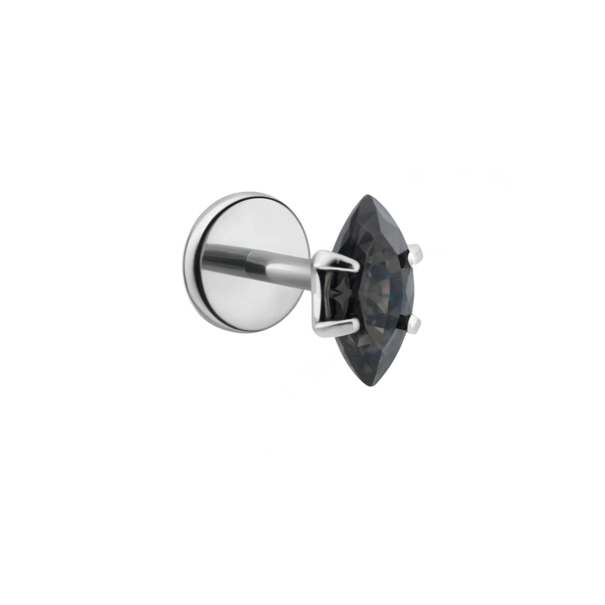 Prong-Set Marquise Flat Back Stud - Onyx
