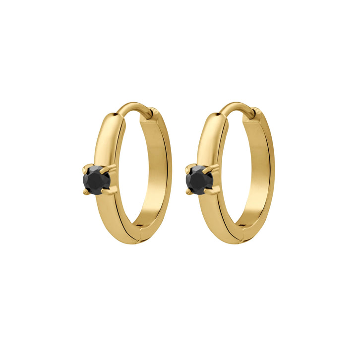 Titanium Solitaire Hoops - Onyx