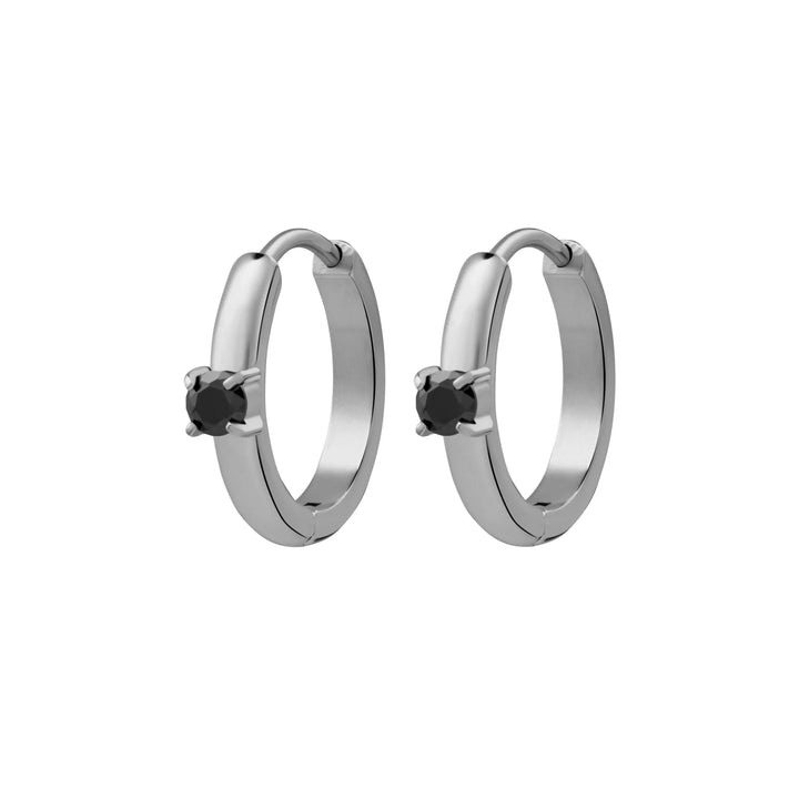 Titanium Solitaire Hoops - Onyx