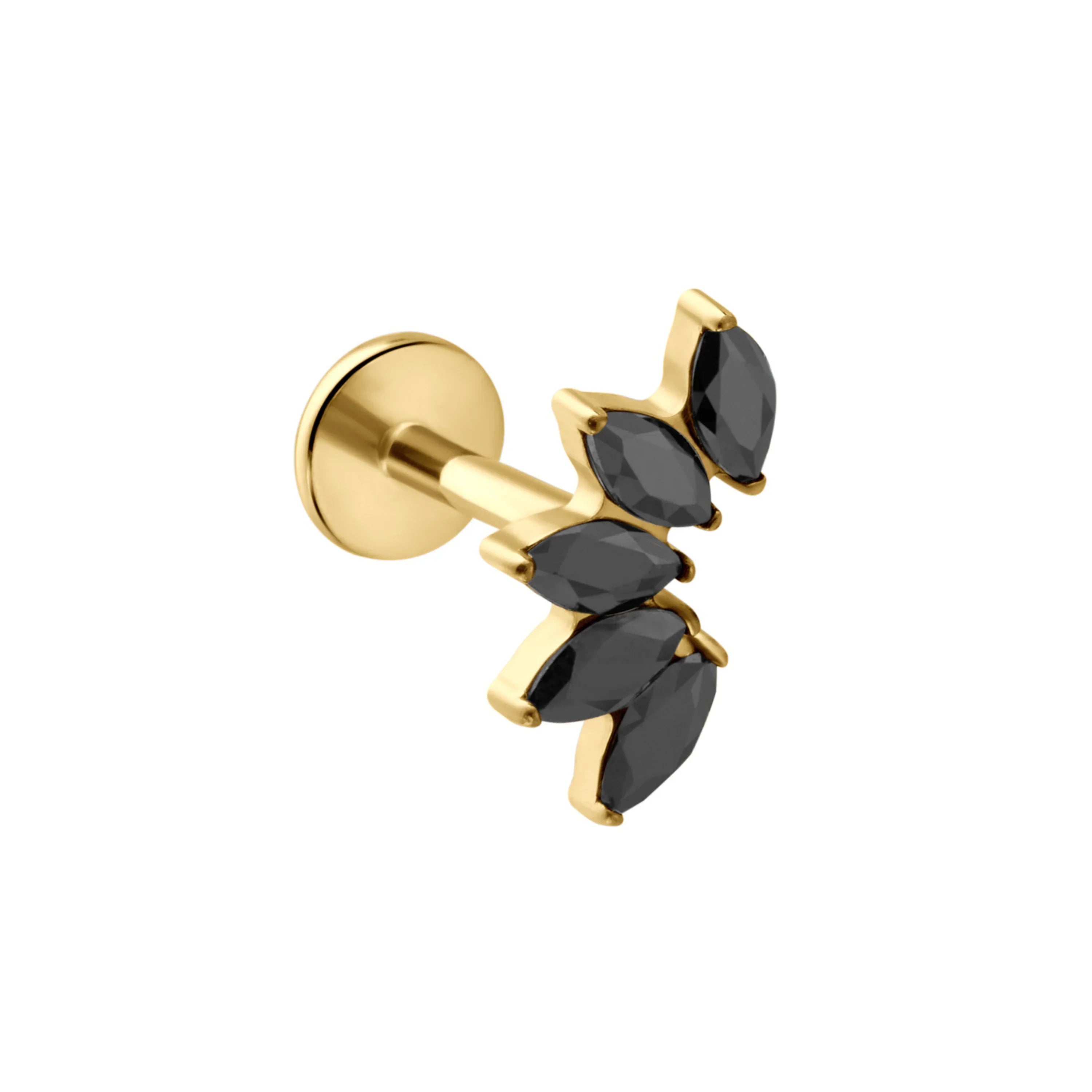 Deco Marquise Fan Flat Back Stud - Onyx