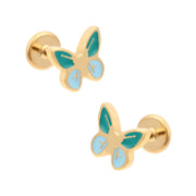 Blue Butterfly Enamel Flat Back Stud
