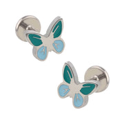 Blue Butterfly Enamel Flat Back Stud