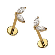 CZ Leaf Duo Flat Back Stud