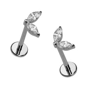 CZ Leaf Duo Flat Back Stud